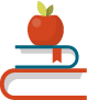 graphic of books with apple